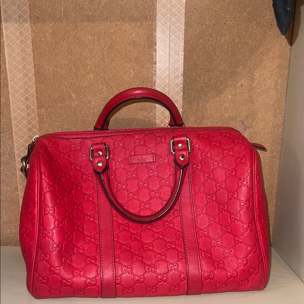 Gucci Red Embossed Satchel